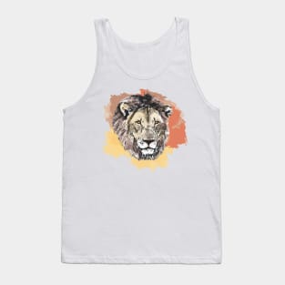 Lion Male Close-up Watercolor Painting for Lion Fans Tank Top